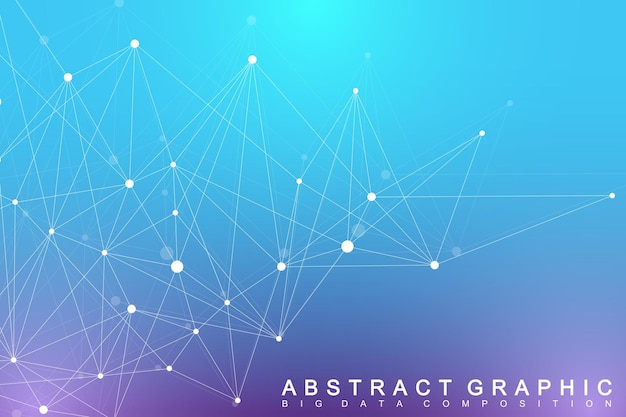 Geometric graphic background molecule and communication. Big data complex with compounds. Lines plexus, minimal array. Digital data visualization. Scientific cybernetic vector illustration.