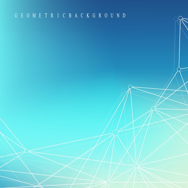 Geometric graphic background molecule and communication. Big data complex with compounds. Perspective backdrop. Minimal array. Digital data visualization. Scientific cybernetic vector illustration.