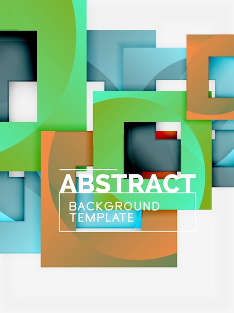 Geometric minimal abstract background with multicolored squares composition