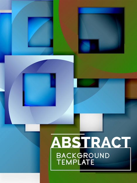 Geometric minimal abstract background with multicolored squares composition