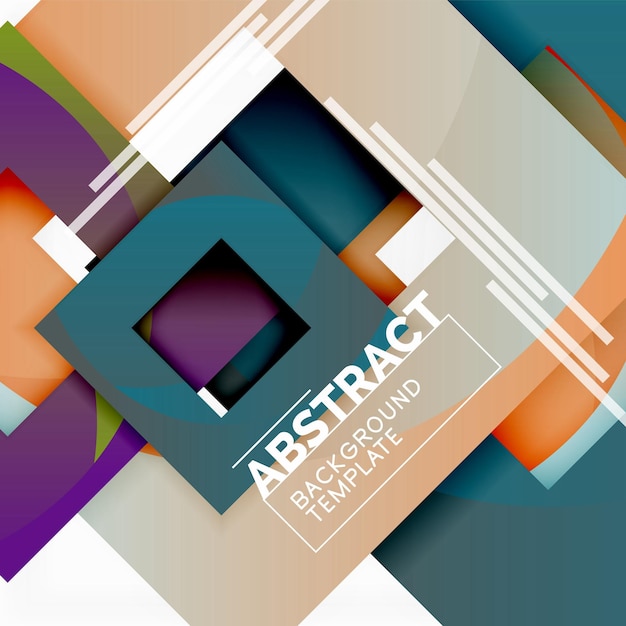 Geometric minimal abstract background with multicolored squares composition