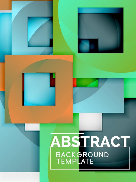 Geometric minimal abstract background with multicolored squares composition
