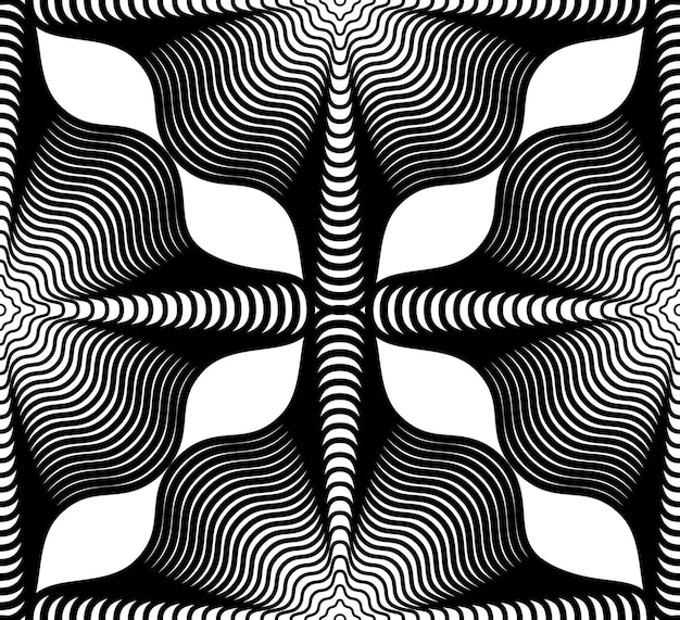 geometric monochrome stripy seamless pattern, black and white vector abstract background. graphic symmetric backdrop.