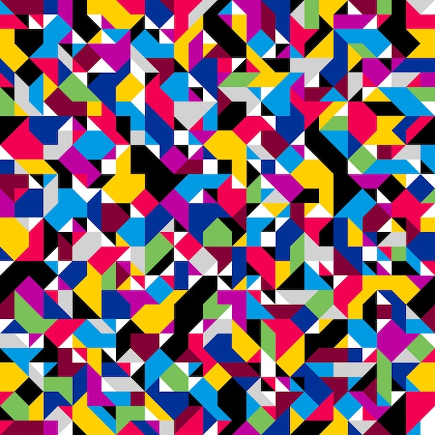 Geometric mosaic vector seamless pattern, chaotic abstract background for wallpapers, wrapping paper or website backgrounds.