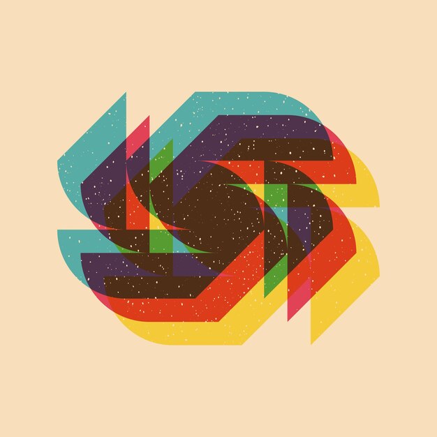 geometric object with riso print effect vector graphic element