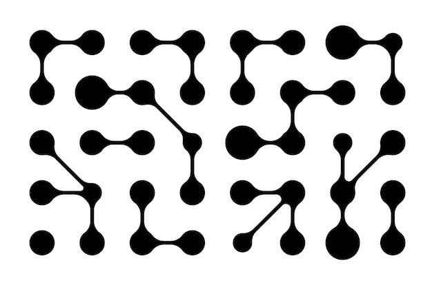 Geometric pattern of interconnected blobs and dots resembling metaballs the fluid shapes morph