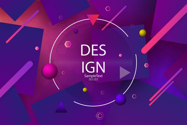 Geometric purple background with squares and triangles and circles