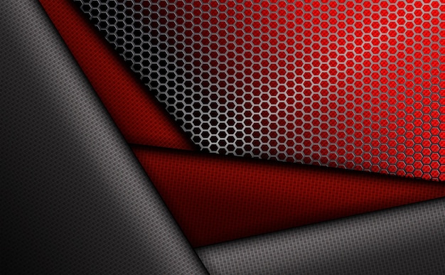 Geometric red background with metal grille
