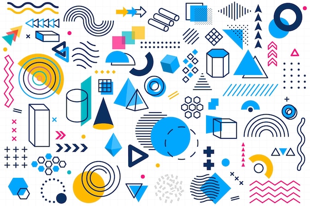 geometric shapes collection trendy halftone vector geometric elements