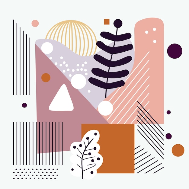Geometric shapes. Minimalistic creative composition. Modern hand drawing design