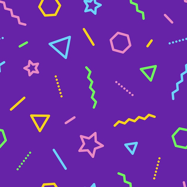 geometric shapes seamless pattern in memphis style