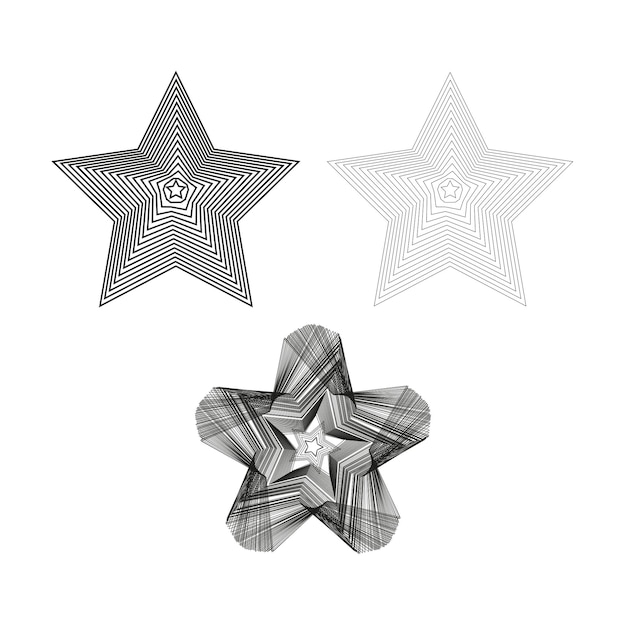 Geometric star vector Layered star lines Abstract star shape Outlined star design