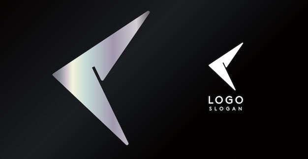 geometric triangular c letter abstract dynamic logo modern holographic gradient monogram for gaming