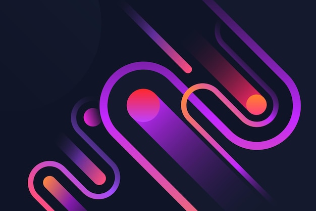 Geometric vivid neon diagonal rounded lines and dots illustration background design
