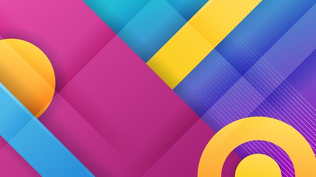Geometrict gradient abstract blue pink yellow colorful design background