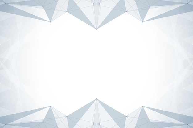 Geometrinen abstrakti tausta yhdistetyillä viivoilla ja pisteillä. Verkko- ja yhteystausta esitykseesi. Graafinen monikulmainen tausta. Tieteellinen vektorikuvitus