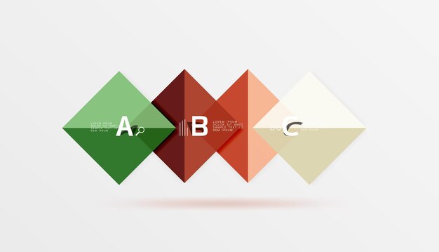 Geometrinen neliö- ja kolmiomalli Vektorimallitausta työnkulun asettelukaavion numeroasetuksille tai web-suunnittelulle