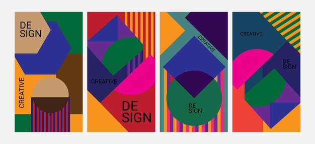 geometry vertical poster collection template design