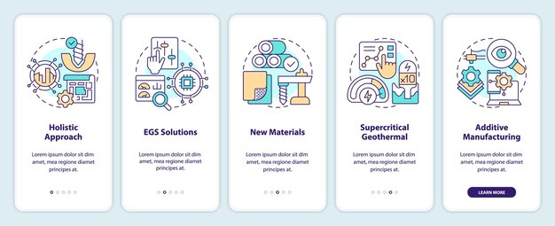 Geothermal energy trends onboarding mobile app screen