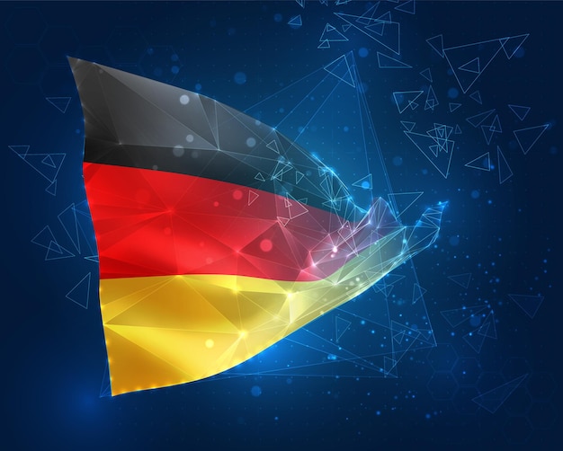 Germany vector 3d flag on blue background with hud interfaces