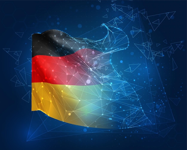 Germany vector 3d flag on blue background with hud interfaces