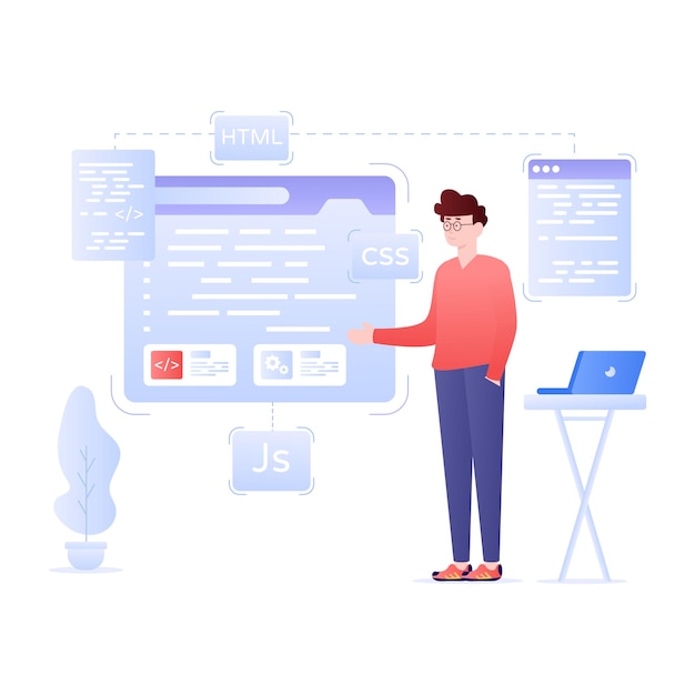 Get hold on this HTML coding flat illustration