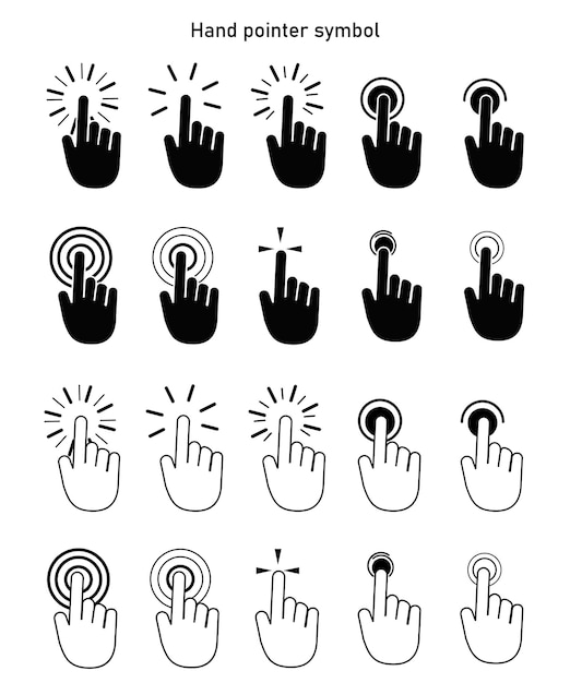 get it touch Set of Hand pointer symbol in trendy flat style Computer mouse click cursor Click cursor collection Clicking finger Hand pointer icon Cursor