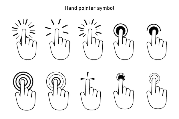 get it touch Set of Hand pointer symbol in trendy flat style Computer mouse click cursor Click cursor collection Clicking finger Hand pointer icon Cursor