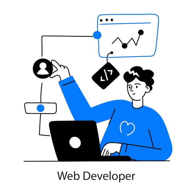 Get this web developer doodle mini illustration