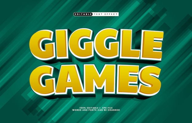giggle games editable text effect with a kids and play text style