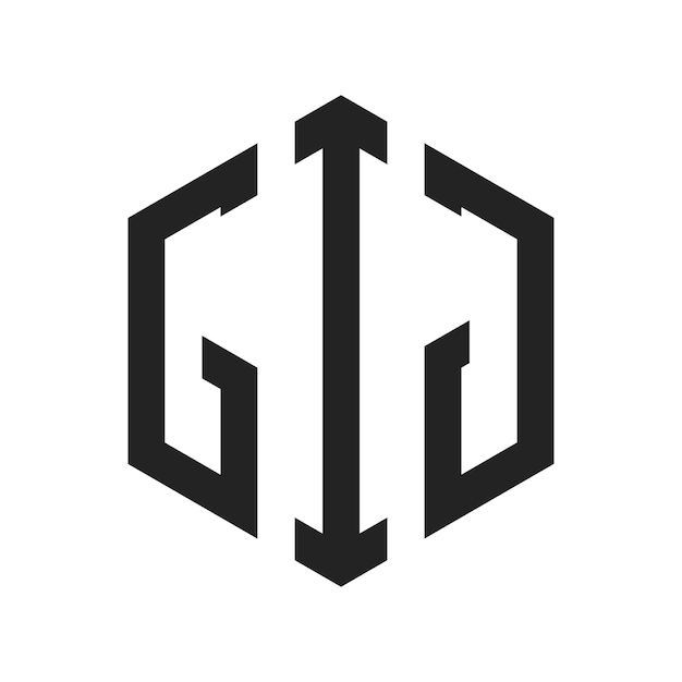 GIJ Logo Design Initial Letter GIJ Monogram Logo using Hexagon shape