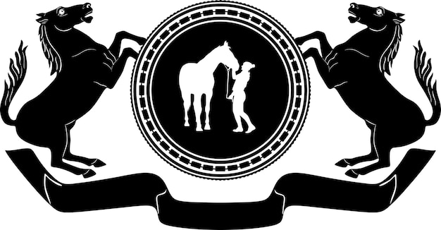 girl and horse love with frame vintage logo handmade silhouette model 1