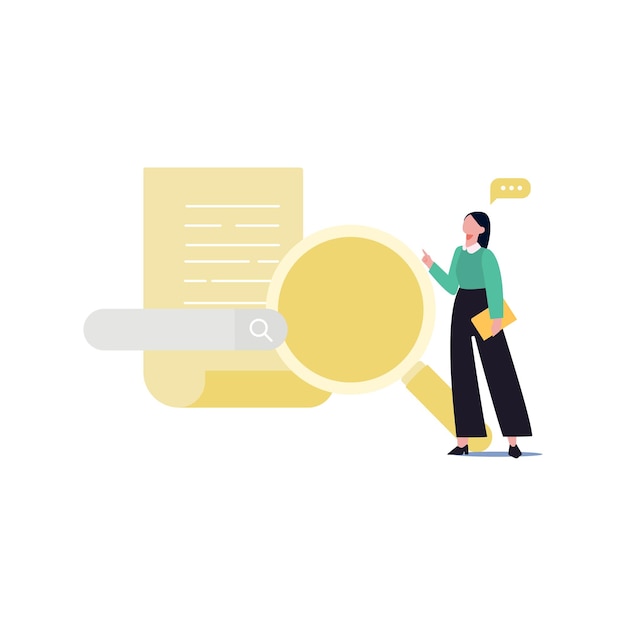 Girl looking at document through magnifier