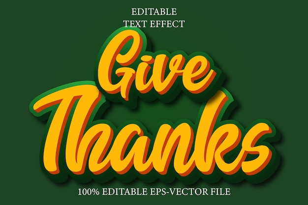 Give Thanks Editable Text Effect 3D Emboss Style