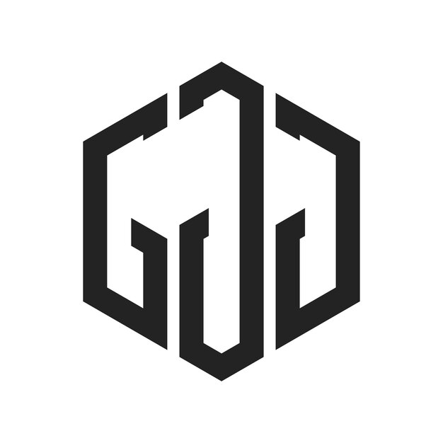 GJJ Logo Design Initial Letter GJJ Monogram Logo using Hexagon shape