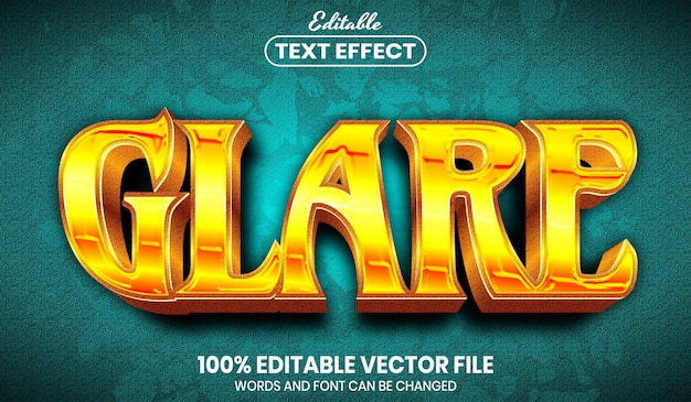 Glare text, font style editable text effect