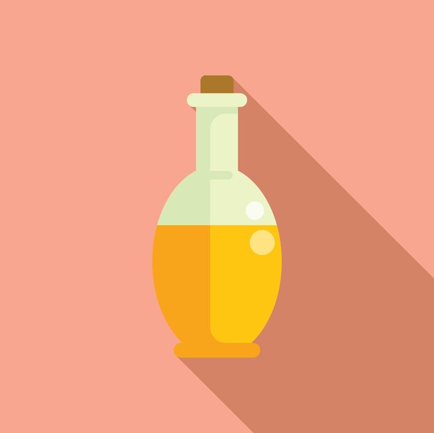 Glass bottle containing aromatic sunflower oil with long shadow
