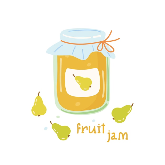 Glass jar with pear jam