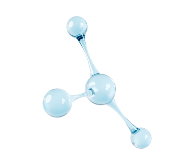 Glass molecule model 3D abstract molecular structure isolated on white background Vector 3d illustration