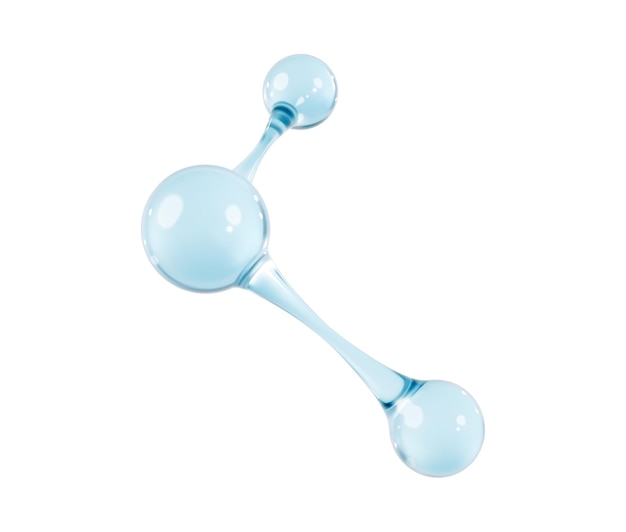 Glass molecule model 3D abstract molecular structure on white background Vector 3d illustration