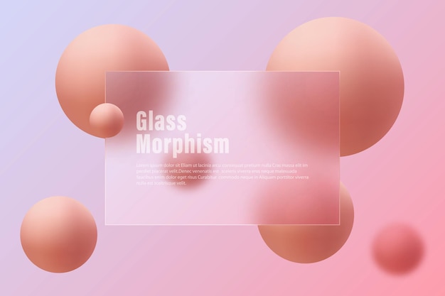 glass morphism website landing page template frosted glass partition with floating spheres