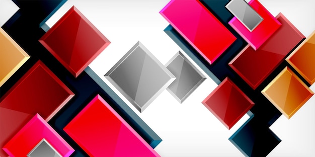Glass toy style square shapes abstract design Vector Illustration For Wallpaper Banner Background Card Book Illustration landing page