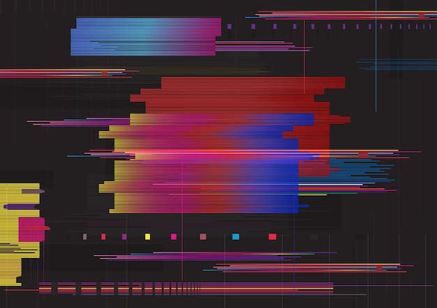 Glitch abstract background. Glitched horizontal stripes. Colorful digital signal error.