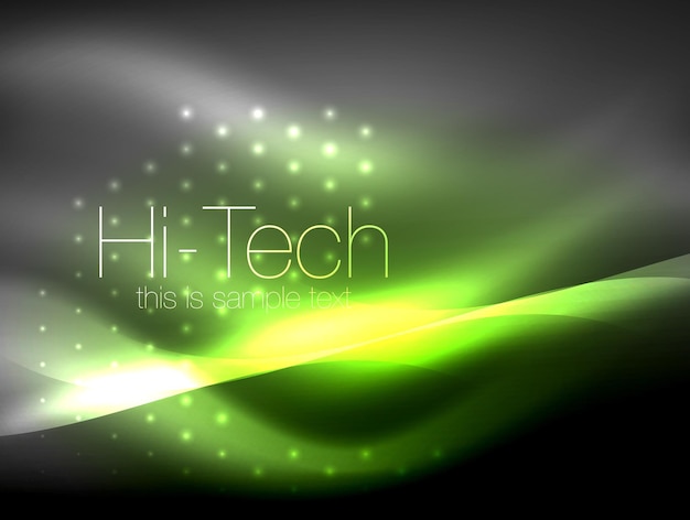Glittering neon glowin wave techno modern art abstract background magical shiny template Vector illustration