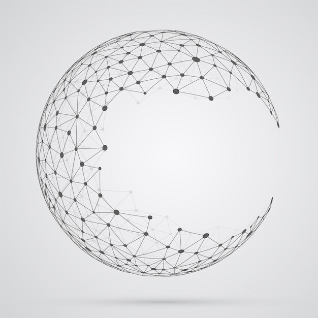 Globaali verkkopallo, abstrakti geometrinen muoto pallomaisella seulalla