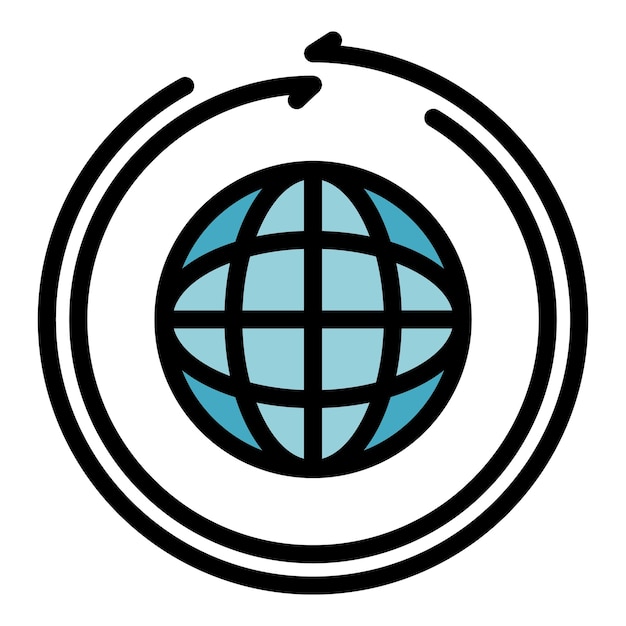 Global franchise license icon Outline global franchise license vector icon color flat isolated