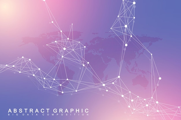 Global network connection banner design template Header social network concept Big data