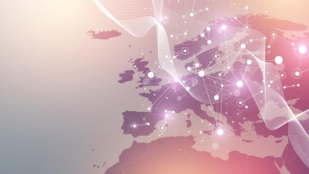 global network connection banner design template in the global business concept