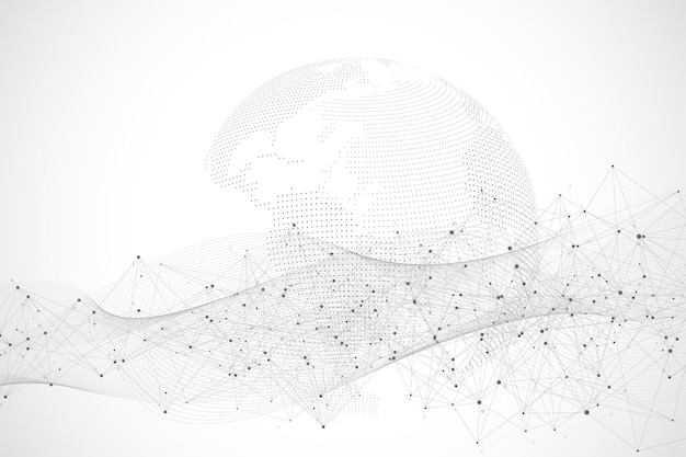 Global network connection world map point and line composition concept of global business internet t