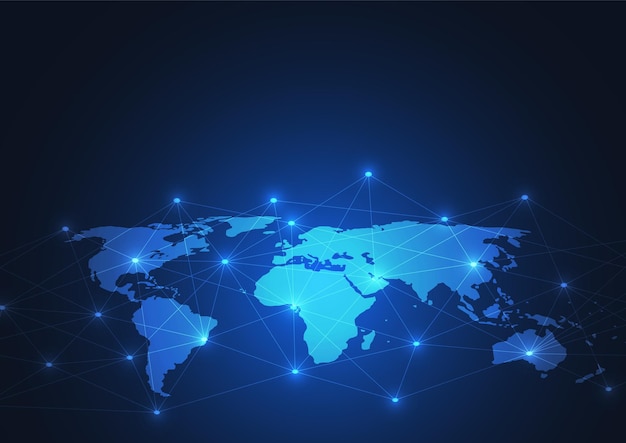 global network connection world map point and line composition concept of global business vector illustration